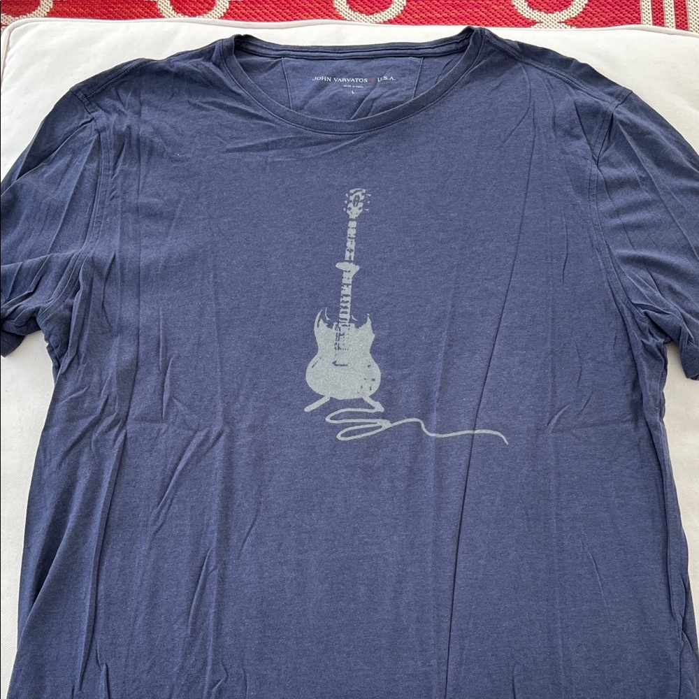 John Varvatos Navy Guitar Print Tee